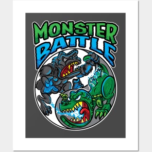 Monster Battle Gorilla vs Dinosaur Lizard Posters and Art